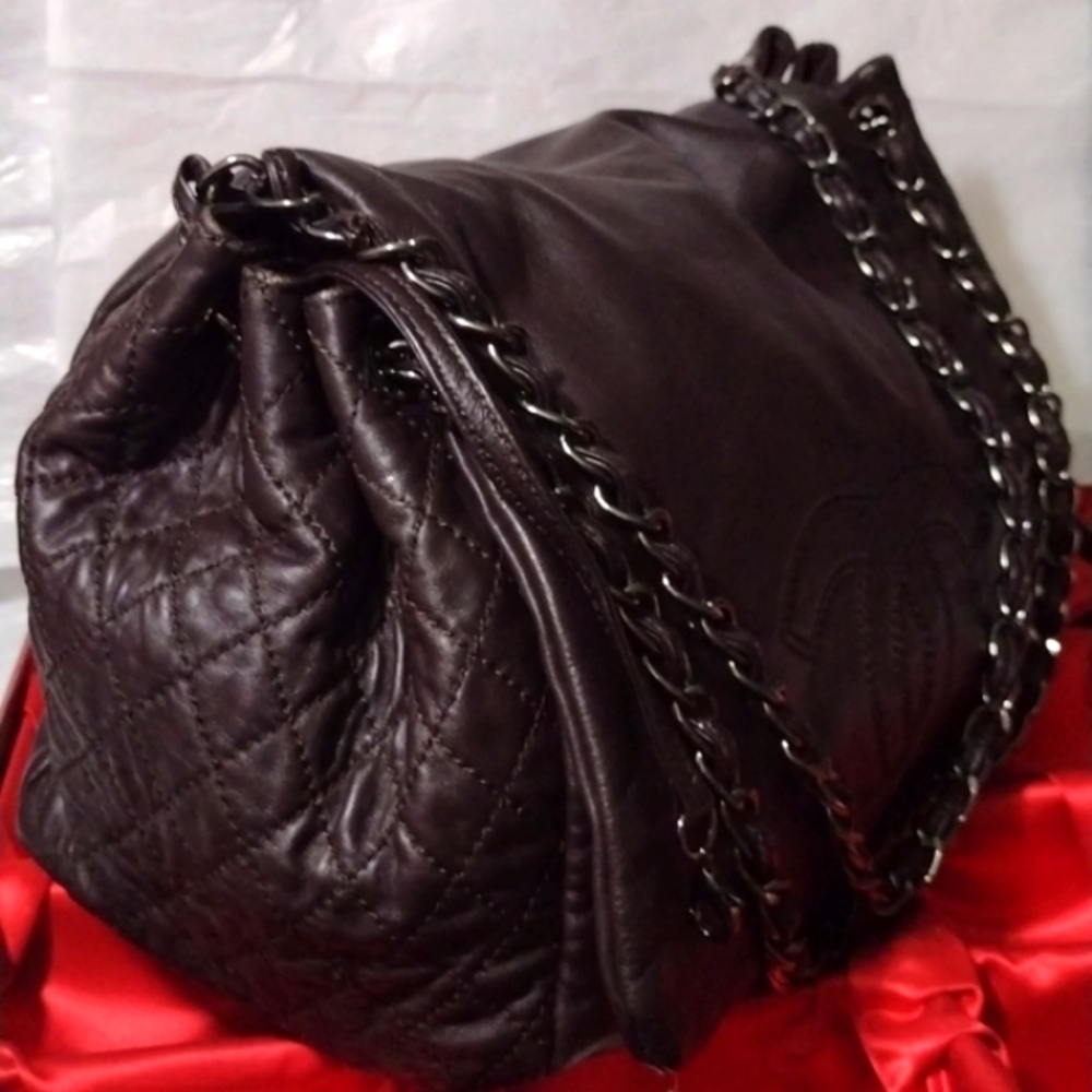 Chanel Chocolate Cartera Quilted Sides Butter Soft Leather Adjustable Chain - Picture 6 of 16